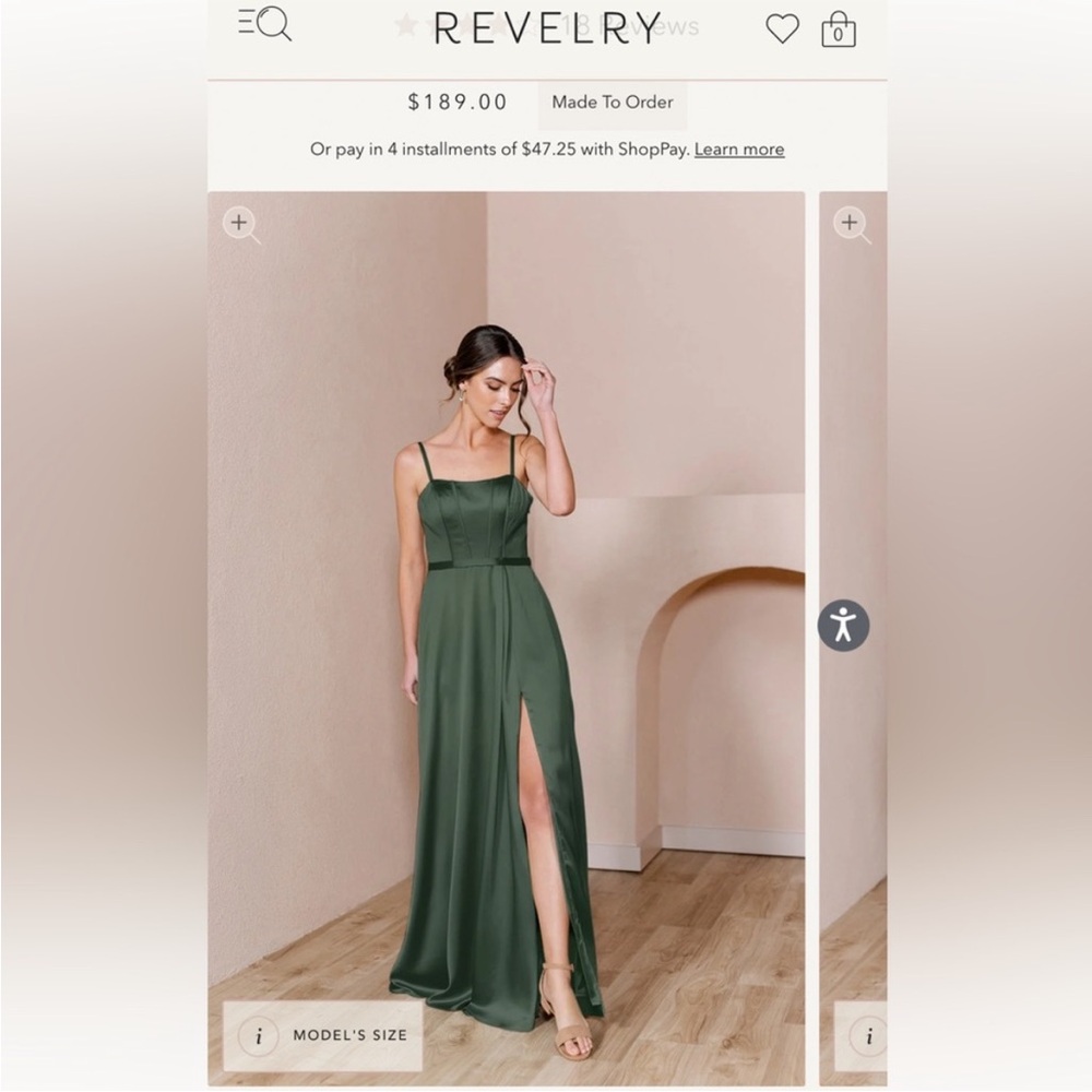 Revelry Olive Green Satin Maxi Dress with Spaghetti Straps